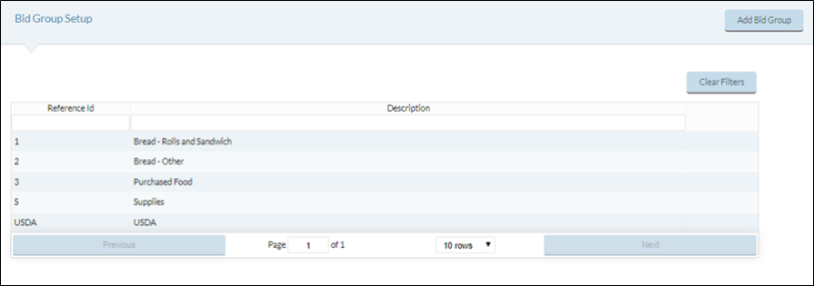 bid group setup screen